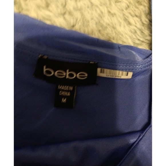 Bebe long sleeve cold shoulder mini Tunic dress Boho Sexy Blue Md Cottage Core - Picture 9 of 10